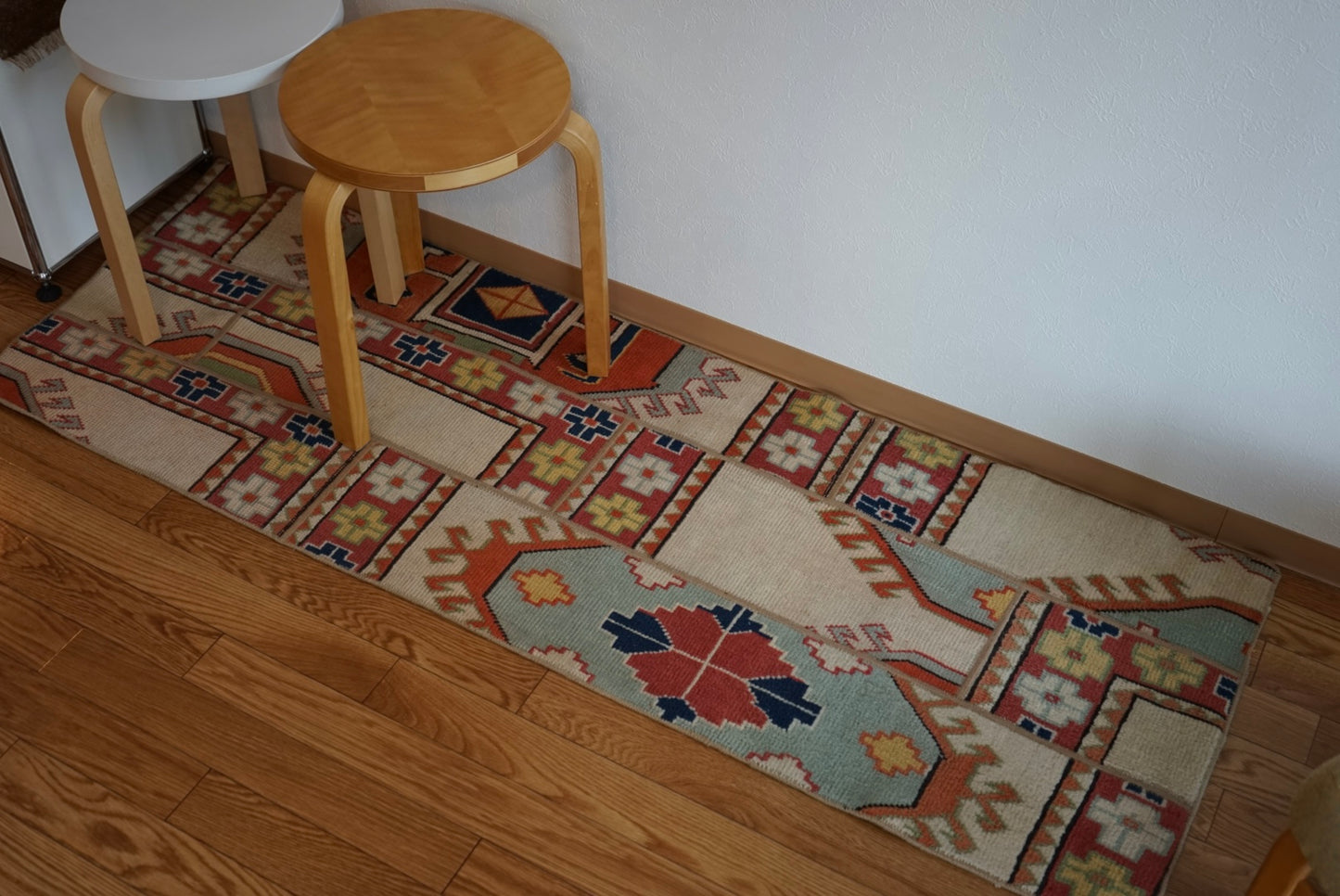 Türkiye Old Oushak PatchWork Runner Colorful 1970年代 165.5 × 58 cm No.TR25292