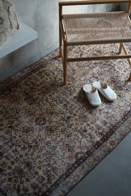 Türkiye Old Isparta Brown Floral 1970年代 204 × 107 cm No.TR25255