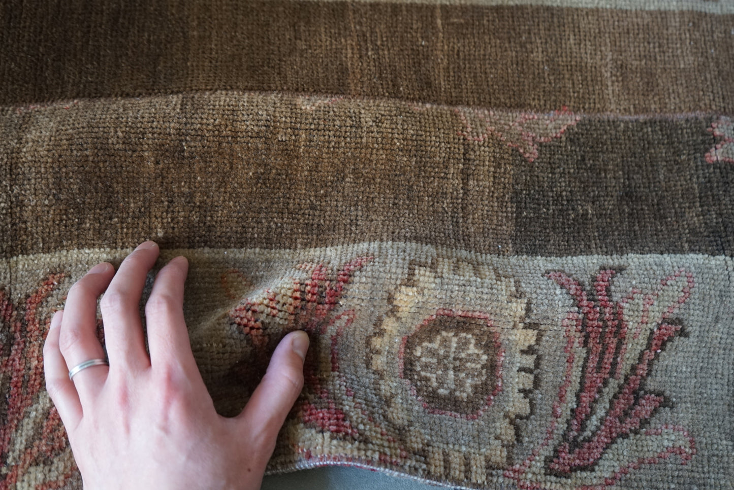 Türkiye Old Oushak Beige , Brown Runner 1970年代 166 × 50 cm No.TR25270