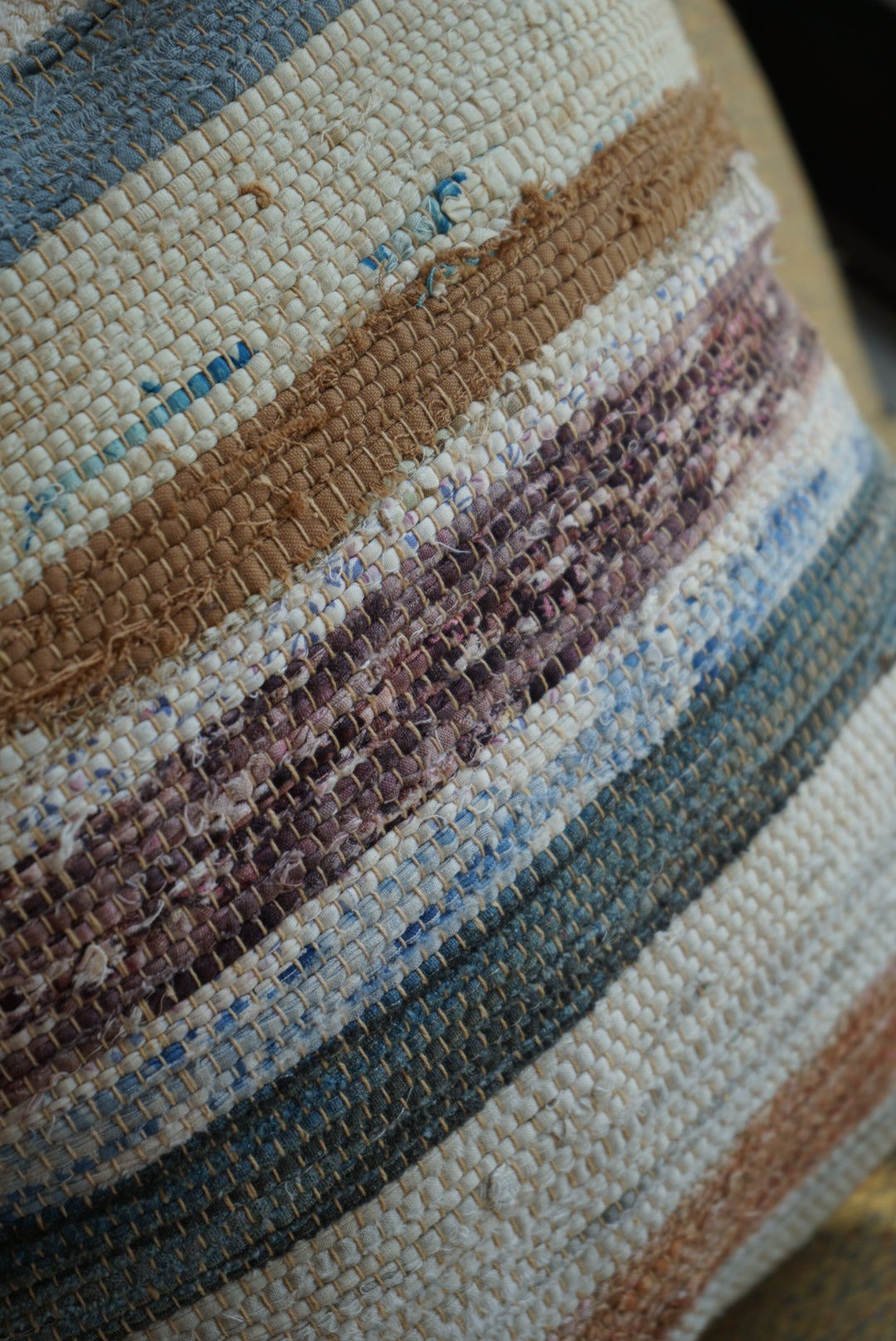 Türkiye Old Kilim Cushion Cover Stripe Mix Color Ivory , Blue 55 × 52 cm No.TR25399