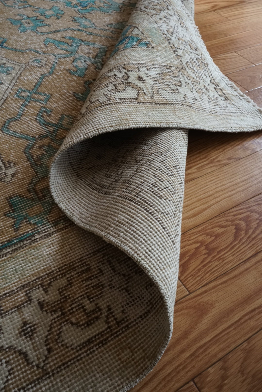 Türkiye Old Oushak Beige , Blue , Medallion 1960年代 227 × 132cm No.TR25454