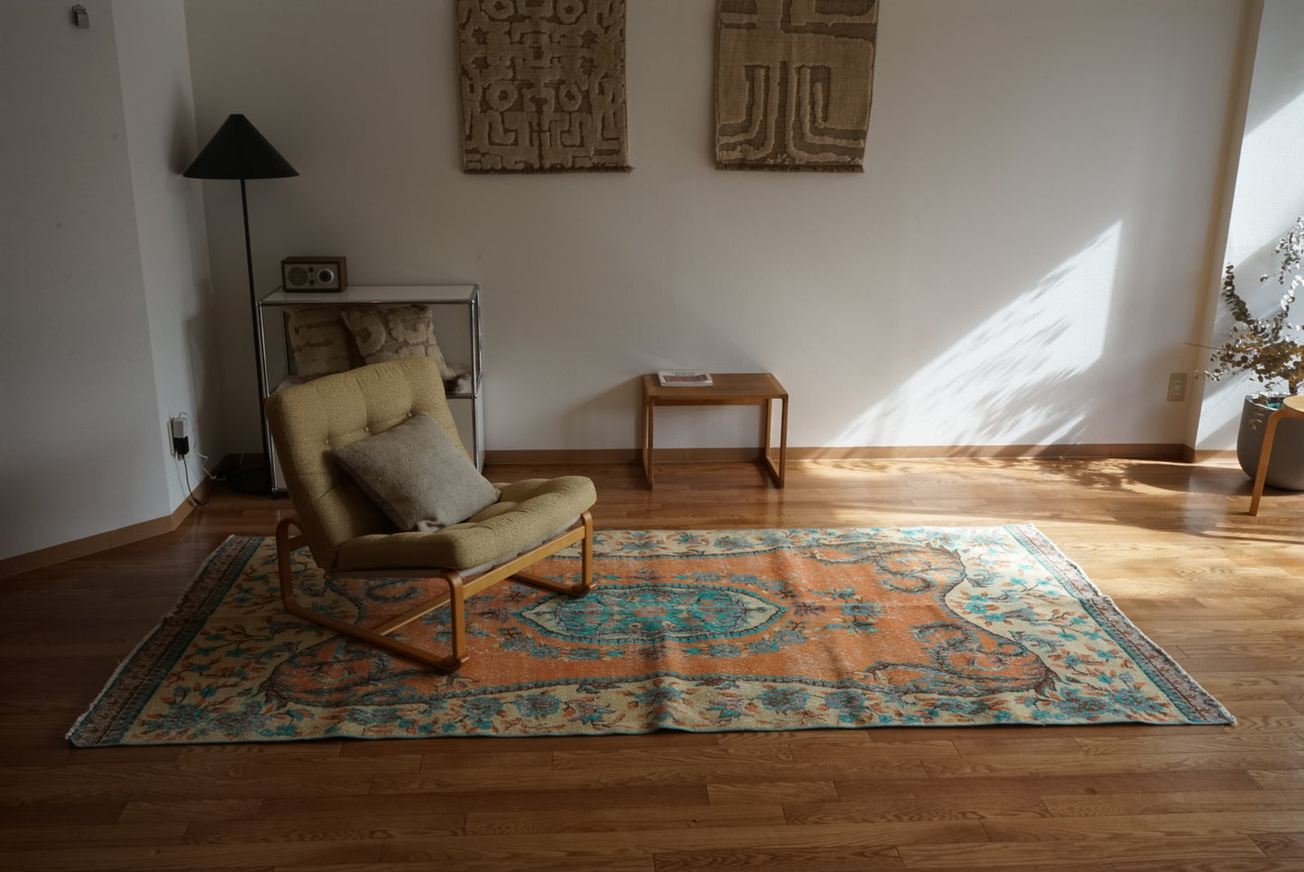 Türkiye Old Isparta Orange , Beige , Blue 1970年代 278 × 130.5 cm No.TR25503 / 国内送料無料