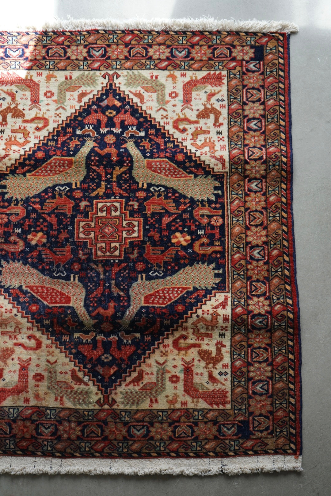 店頭販売 IRAN ANTIQUE KHORASAN KORMANJI 1880年代 85.5×72cm