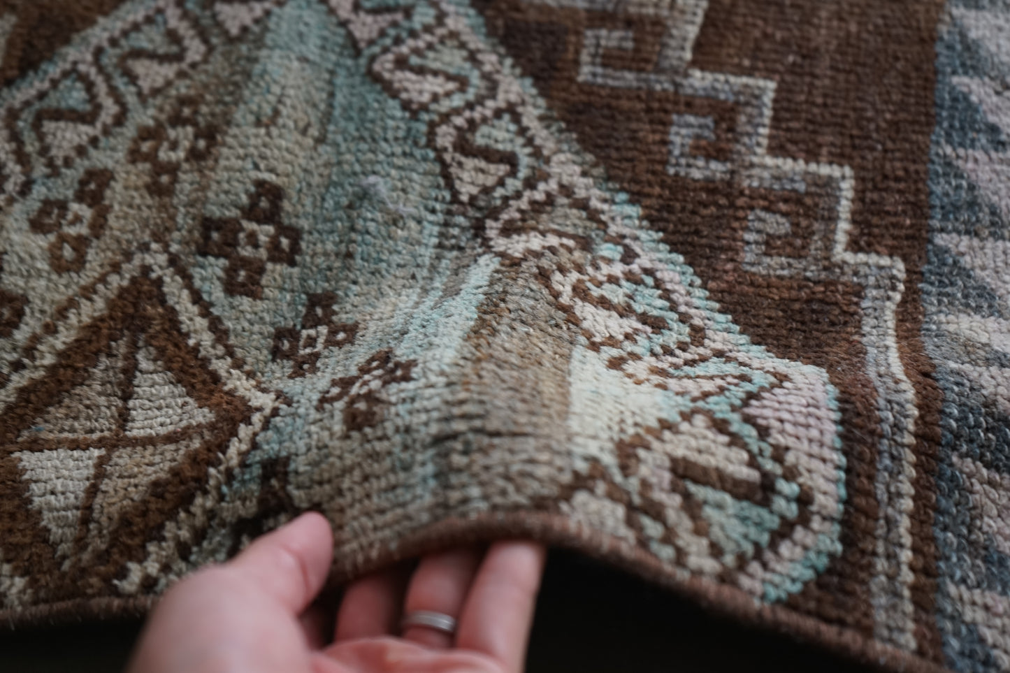 TURKEY VINTAGE SMALL BROWN RUG 93.5 × 70 cm No.TR25167