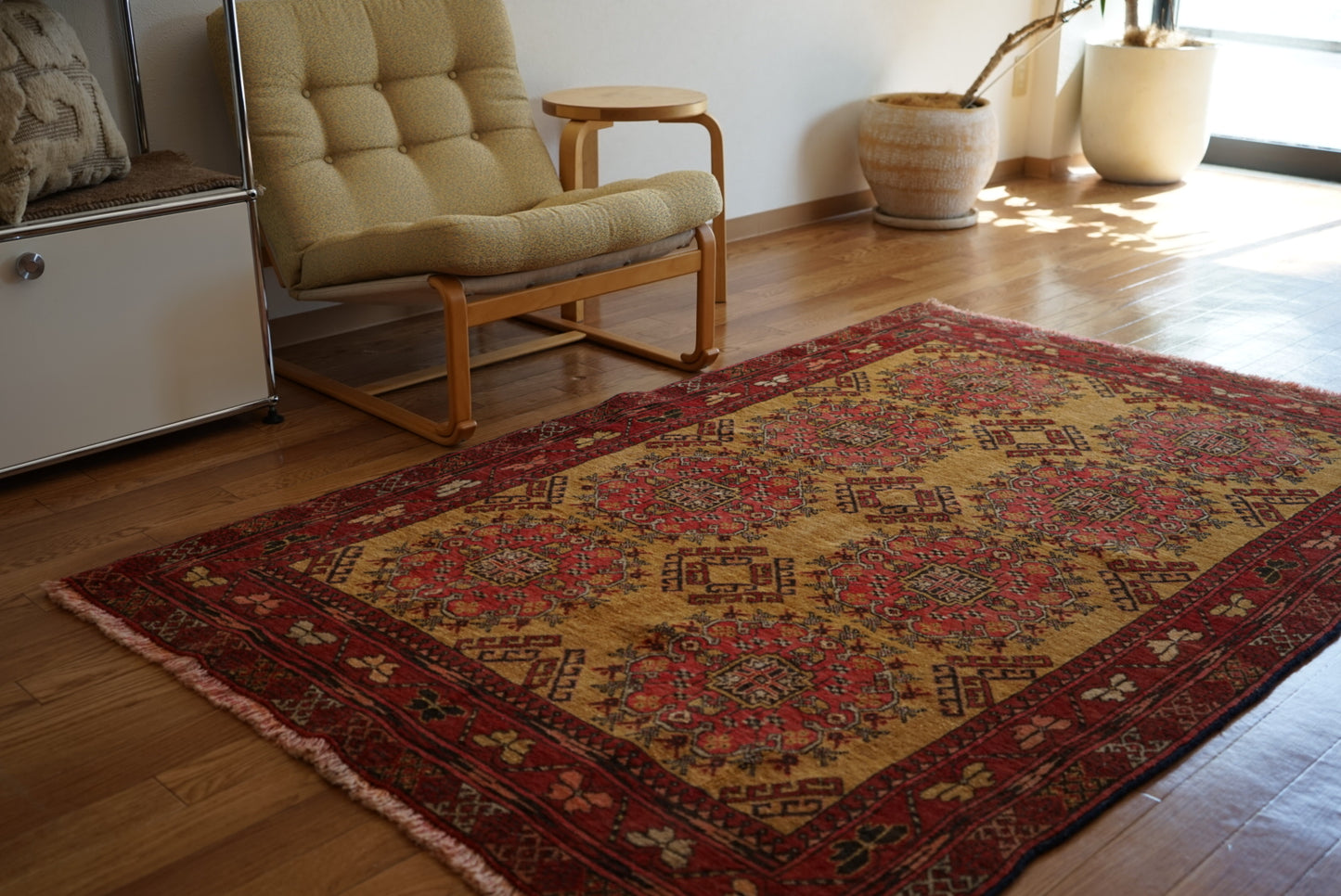 Afghanistan Old Turkmen Yellow Mustard 1950年代 188 × 123 cm No.AF2520