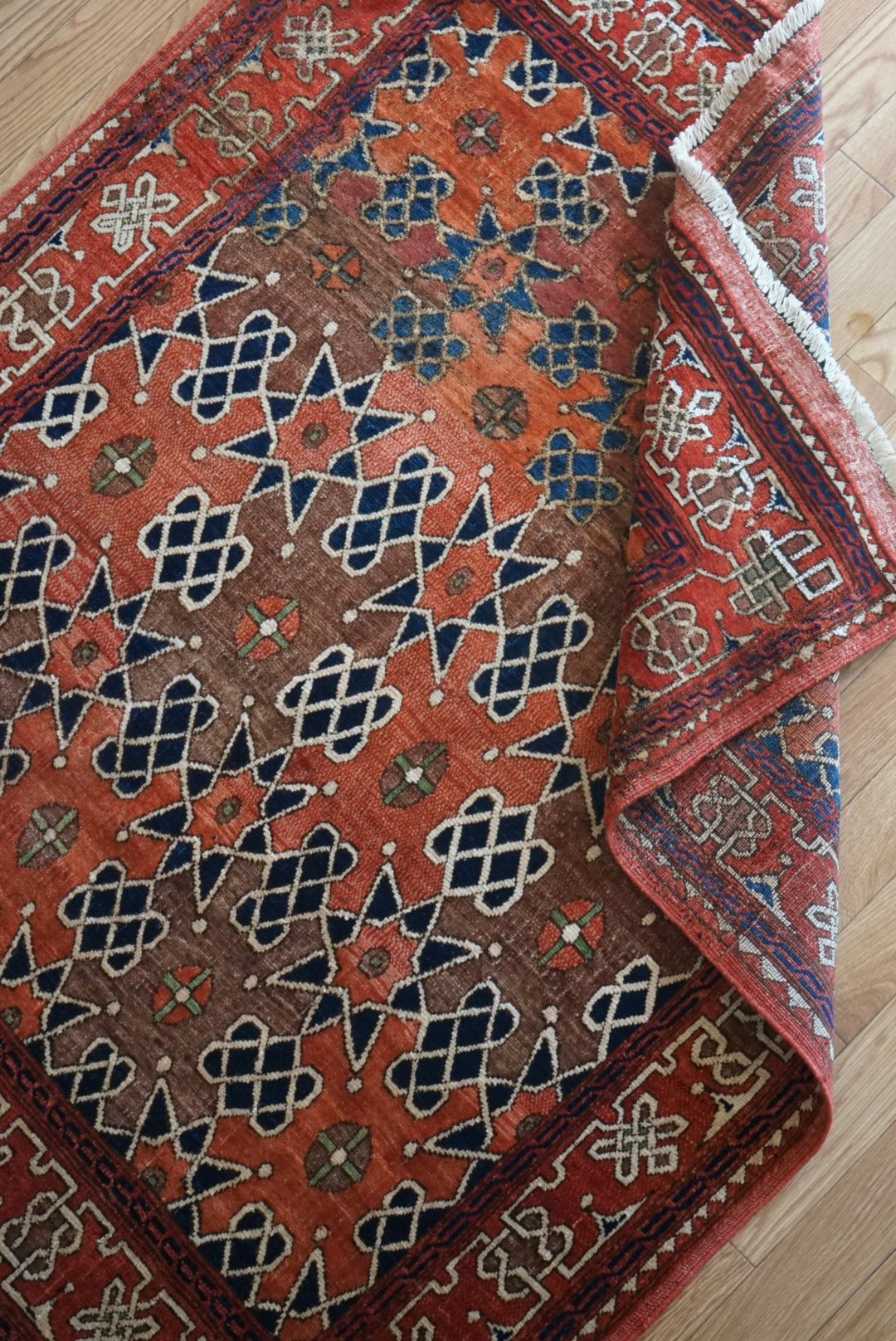店頭販売 Afghanistan Vintage Baluch Orange Star 1980年代 153 × 124 cm  No.AF2531