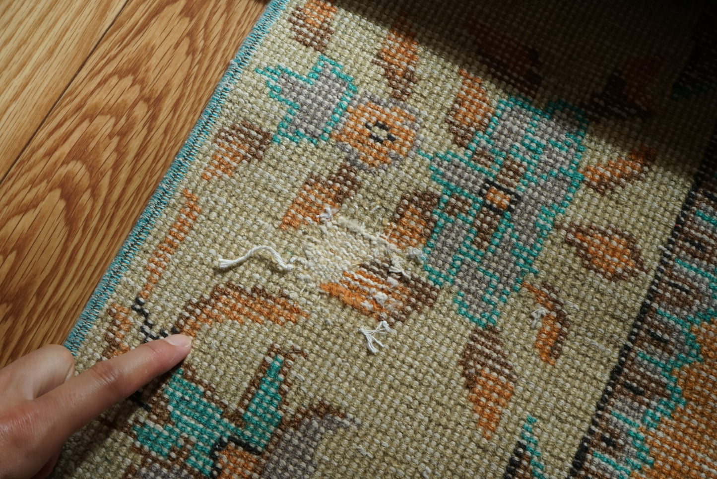 Türkiye Old Isparta Orange , Beige , Blue 1970年代 278 × 130.5 cm No.TR25503 / 国内送料無料