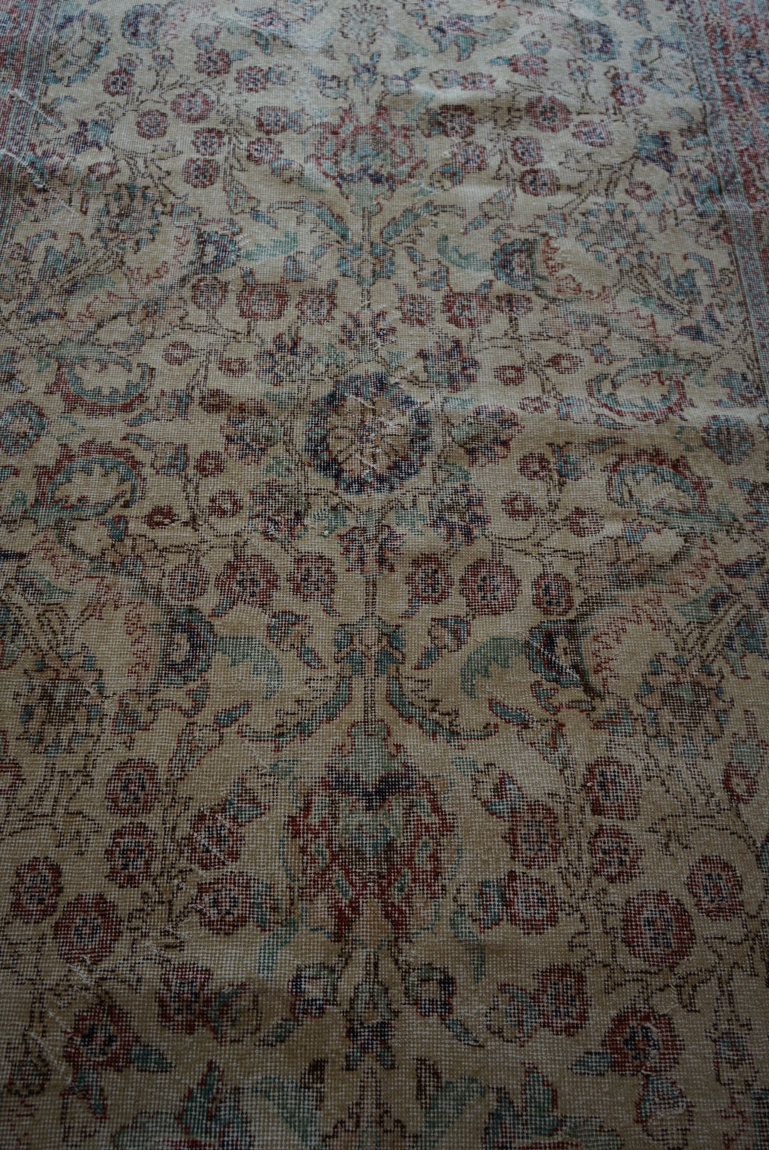 Türkiye Old Isparta Beige Cerulean Blue Floral 1970年代  303 × 160.5 cm No.TR25391