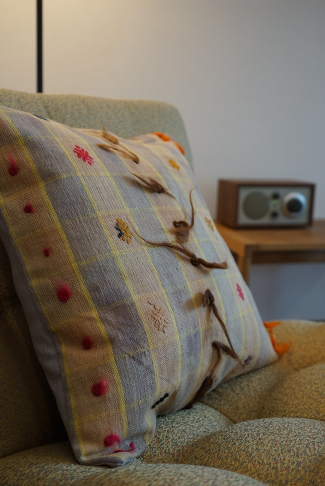 Türkiye Old Kilim Cushion Cover Pastel Fancy 45 × 45 cm No.TR25572 / 送料無料・羊毛手織りキリム