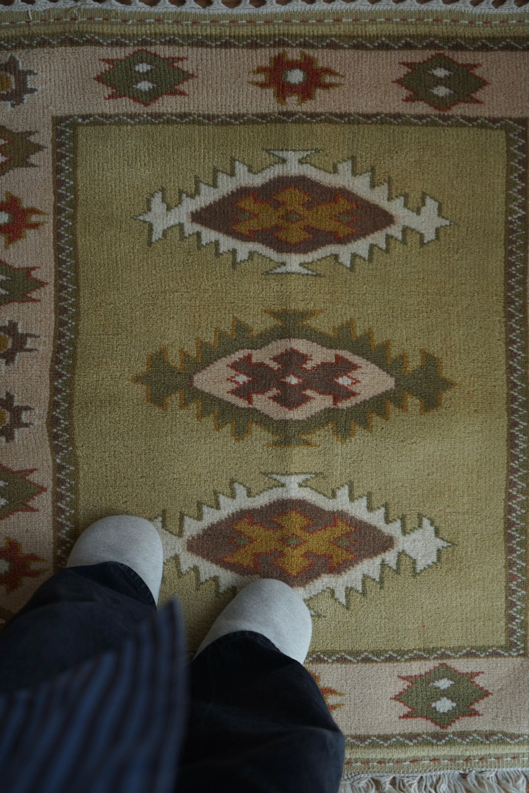 Türkiye Old Milas Square Yellow Beige 1950-1960年代 106 × 106 cm