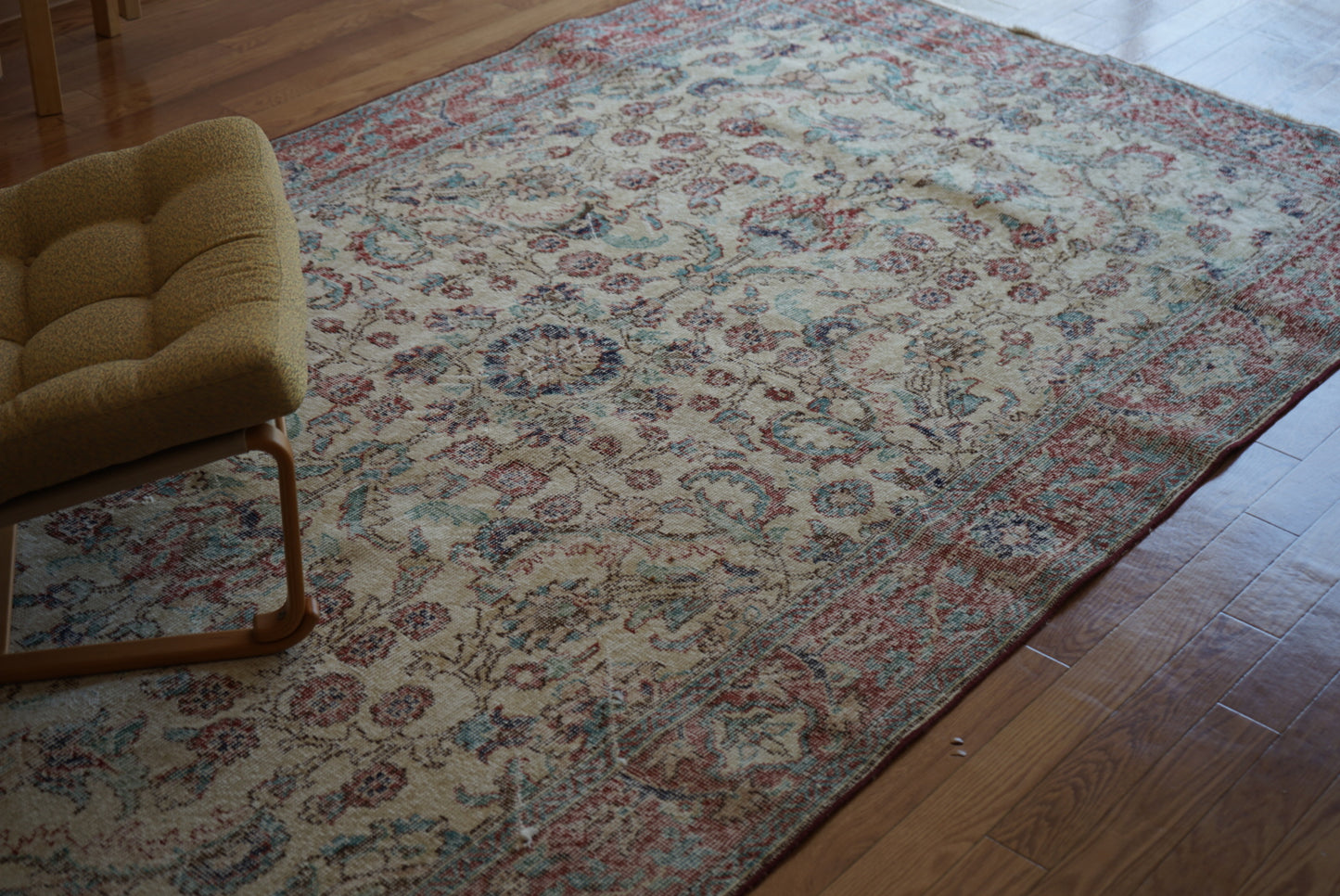 Türkiye Old Isparta Beige Cerulean Blue Floral 1970年代  303 × 160.5 cm No.TR25391