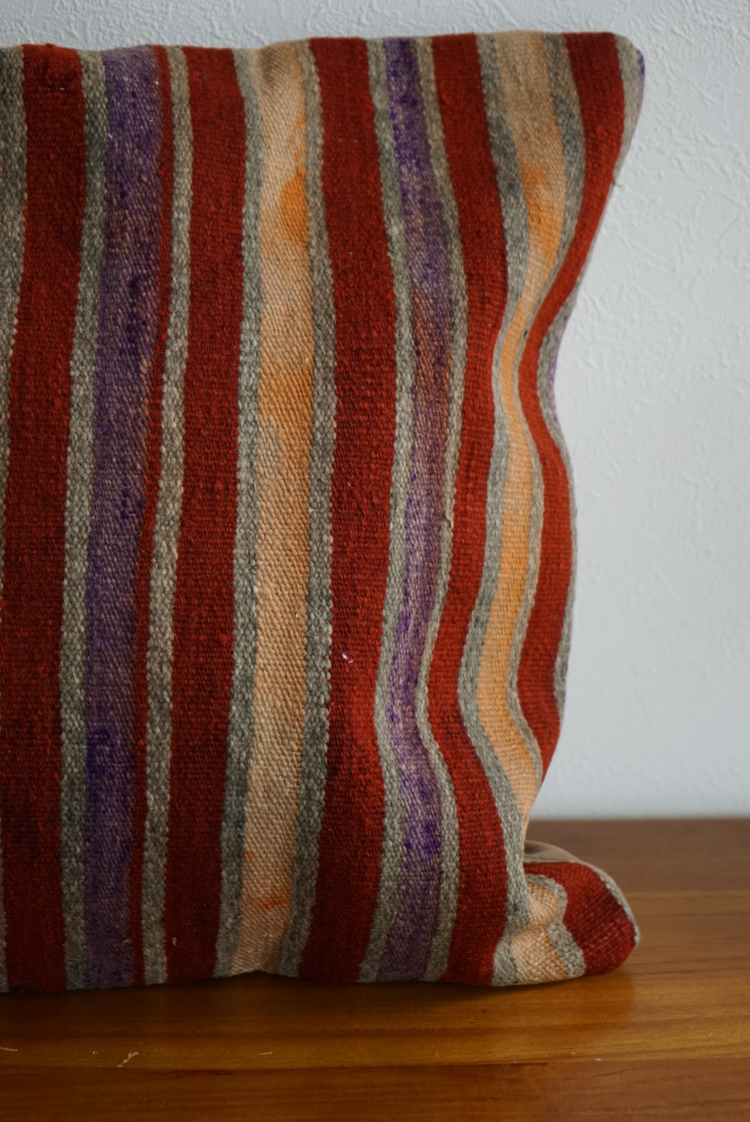 Türkiye Old Kilim Cushion Cover Mix Color Stripe Design 45 × 45 cm No.TR25535 / 送料無料・羊毛手織りキリム