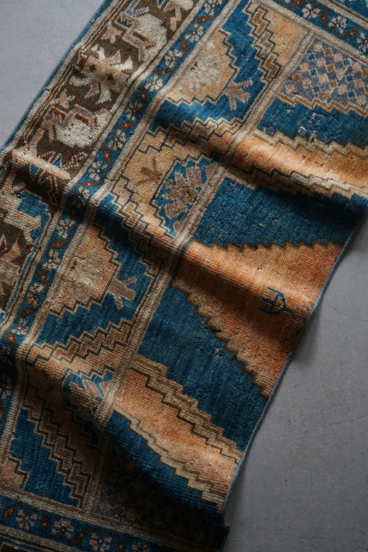 Türkiye Old Oushak PatchWork Runner Indigo 1970年代 149 × 60 cm No.TR25293