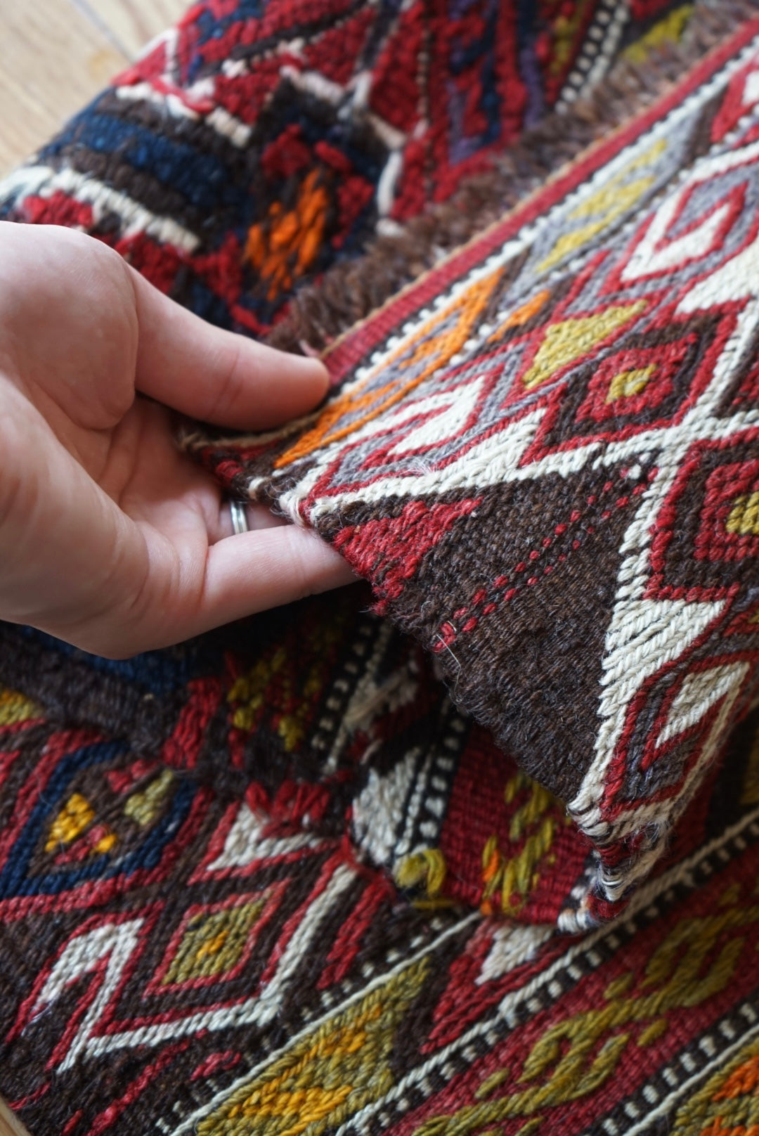 Tribal rug Eastern Türkiye Vintage Kurdisan Kilim 1965-1970年代 92 × 81 cm
