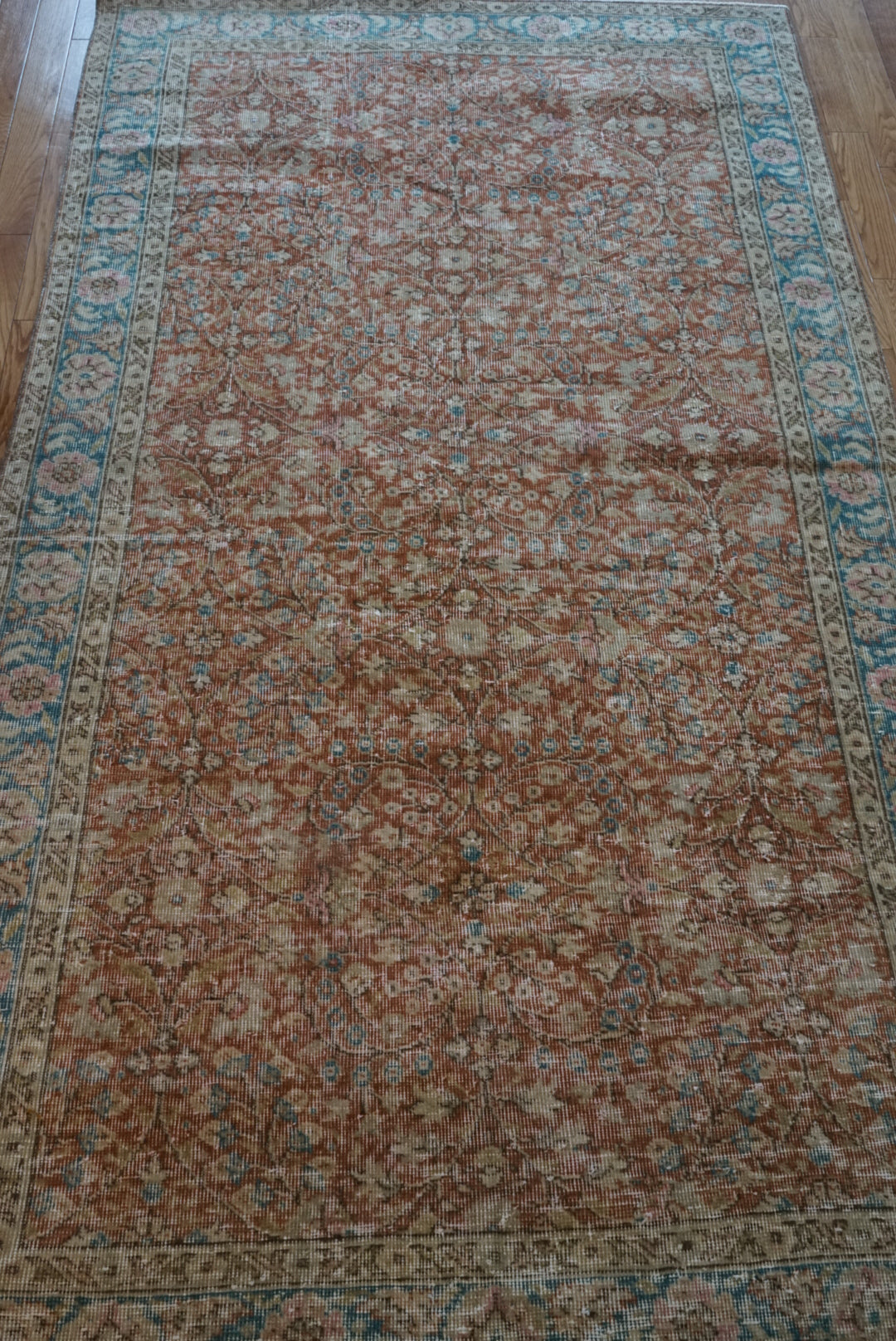 Türkiye Old Isparta Red , Turquoise Blue Floral 1970年代 242 × 137.5 cm No.TR25439