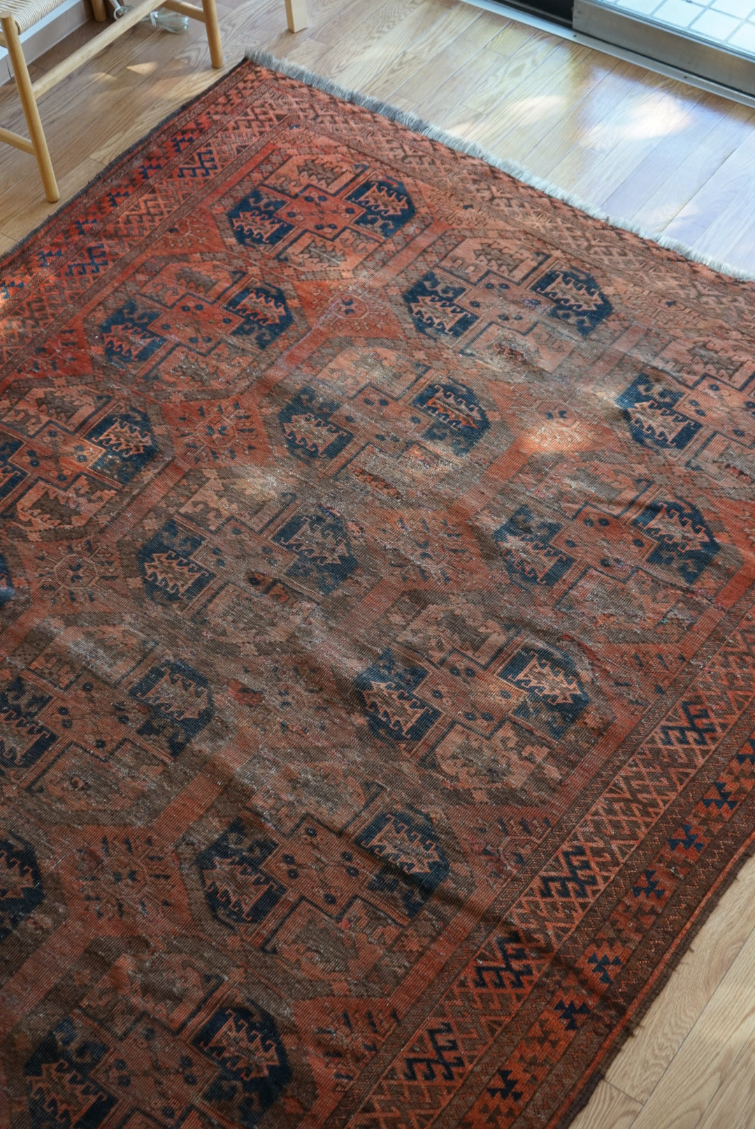 店頭販売 Afghanistan Old Turkmen Slaiman Brick Red 1900年代 301 × 202 cm  No.AF2540 / 国内送料無料・羊毛手織り絨毯