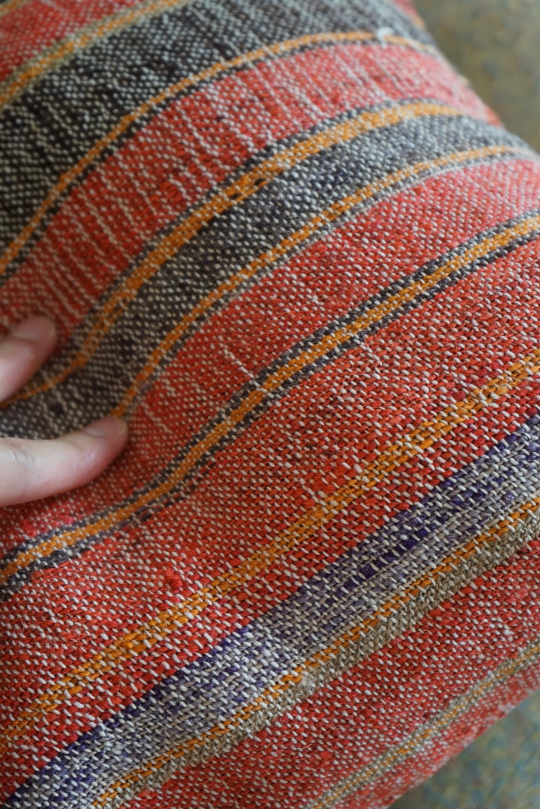Türkiye Old Kilim Cushion Cover Red Mix Stripe 40 × 40 cm No.TR25365