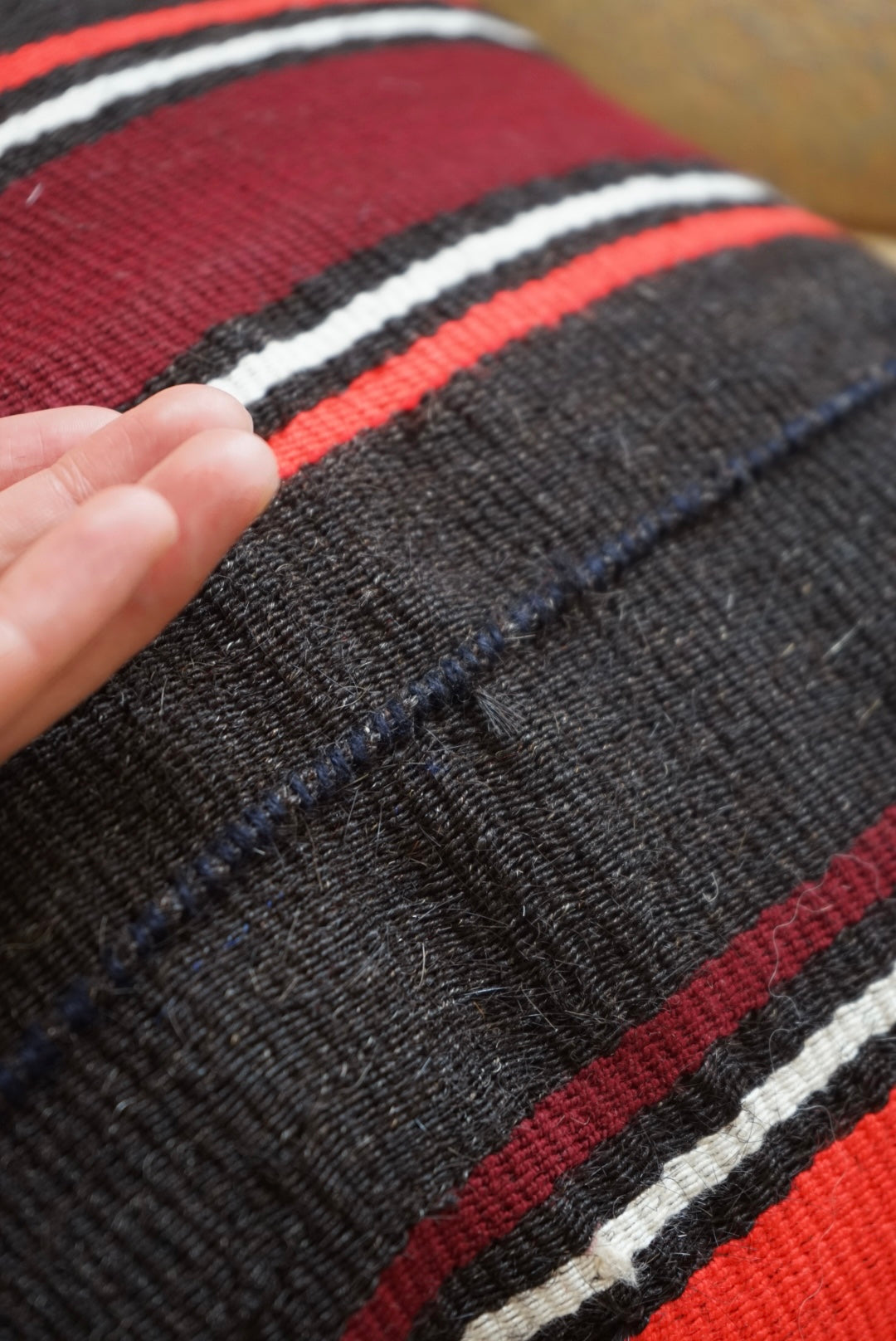 Türkiye Old Kilim Cushion Cover Black , Red 52 × 51 cm No.TR25433