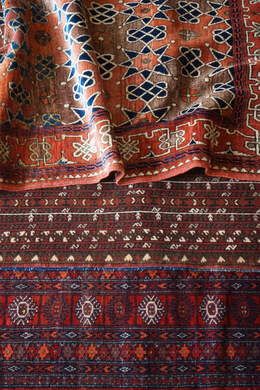 Afghanistan Vintage Turkmen Kazak Orange Star 1980年代 153 × 124 cm  No.AF2531