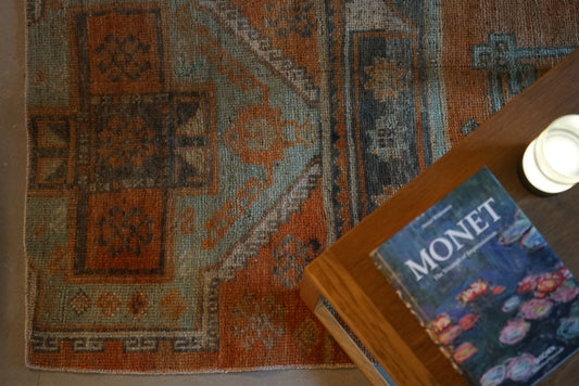 Türkiye Old Oushak Orange , Cerulean Blue 105 × 62.5 cm No.TR25325