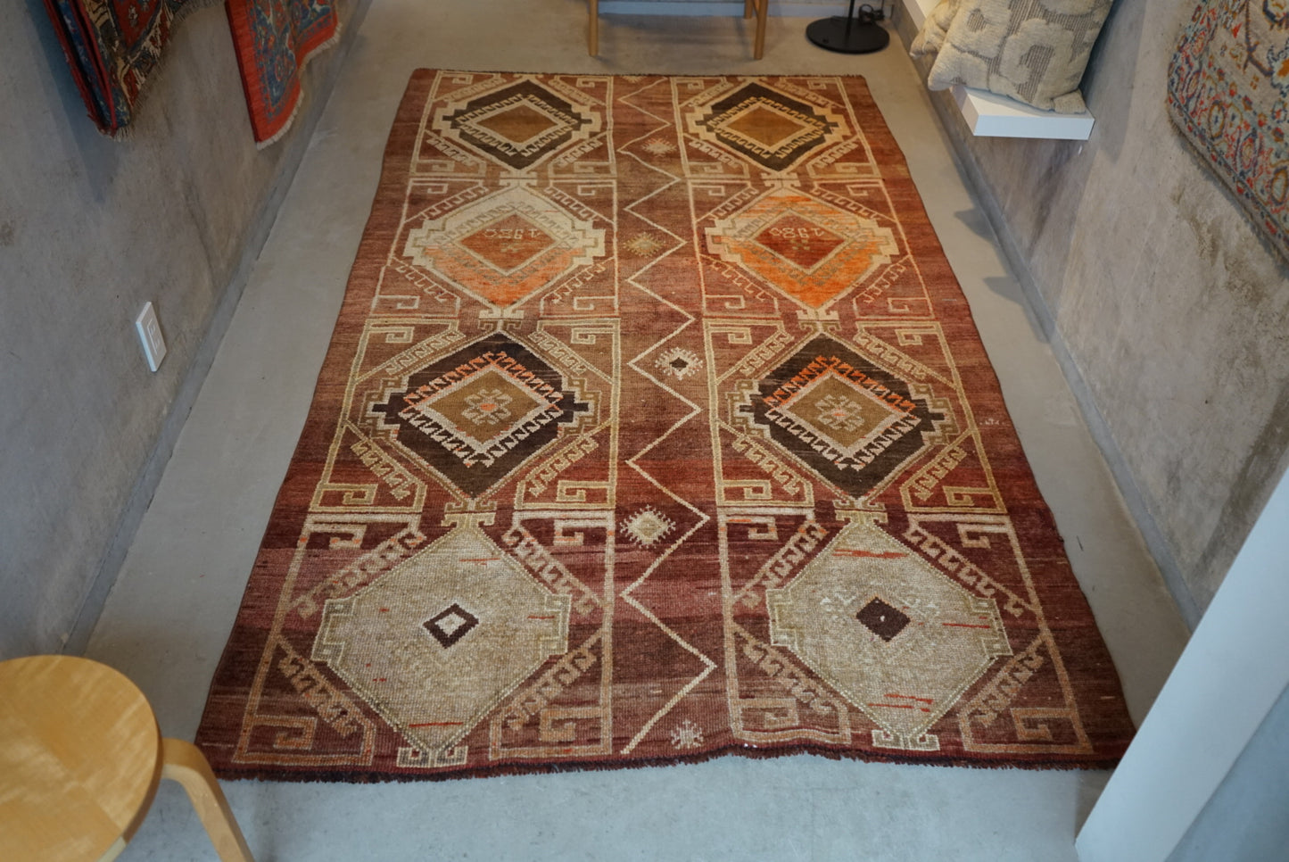 TURKEY VINTAGE ANATORIA BROWN 1980年代 256 × 155 cm No.TR25157