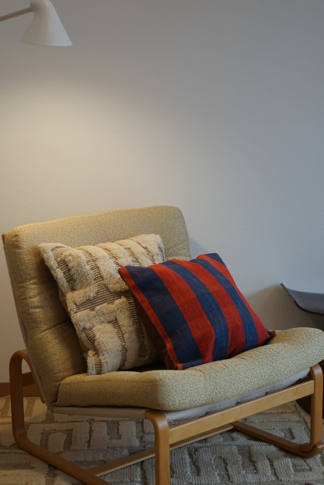 Türkiye Old Kilim Cushion Cover Red , Blue CheckerStripe 40 × 40 cm No.TR25363