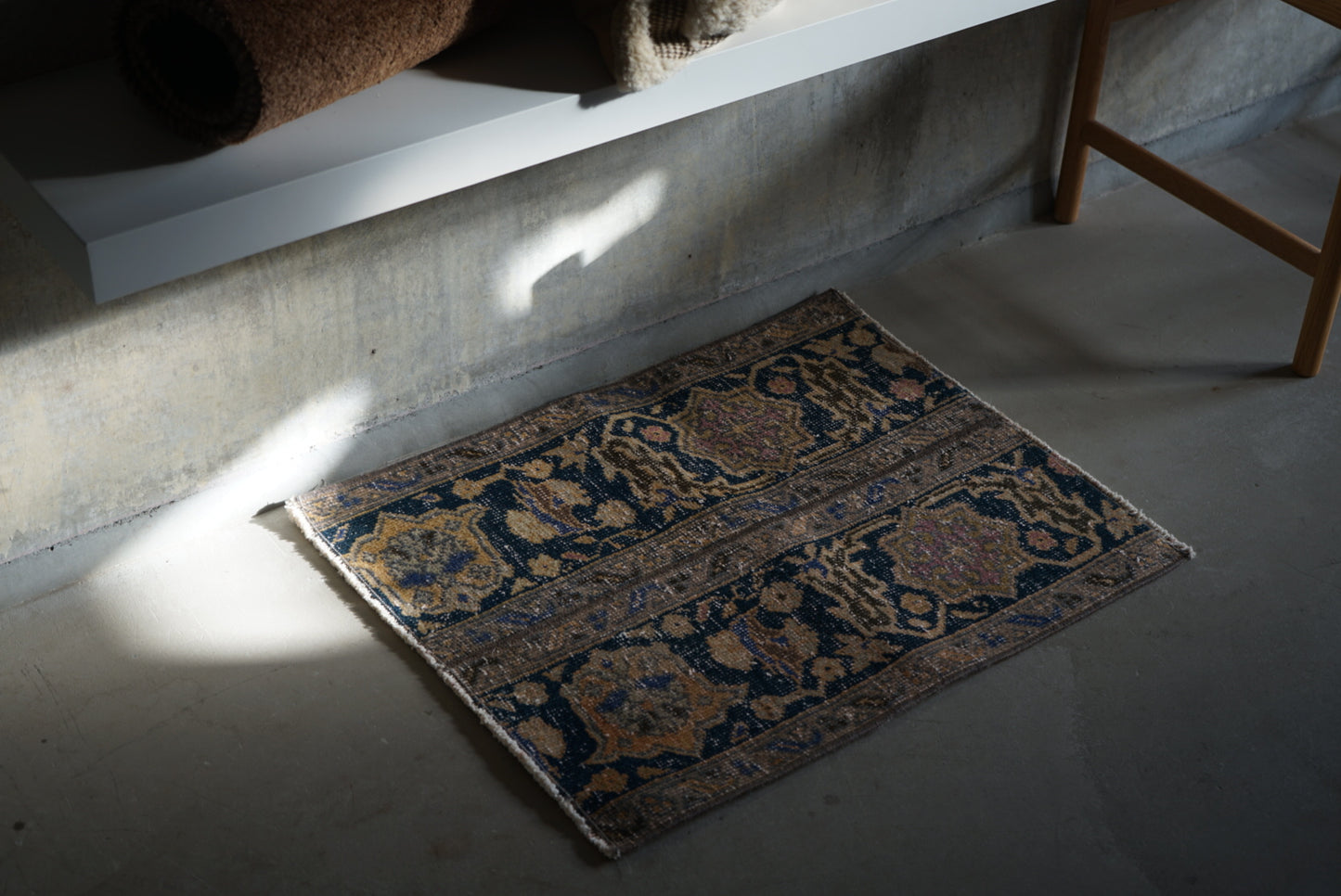 Türkiye Old Oushak Patchwork Indigo 66 × 54 cm No.TR25306