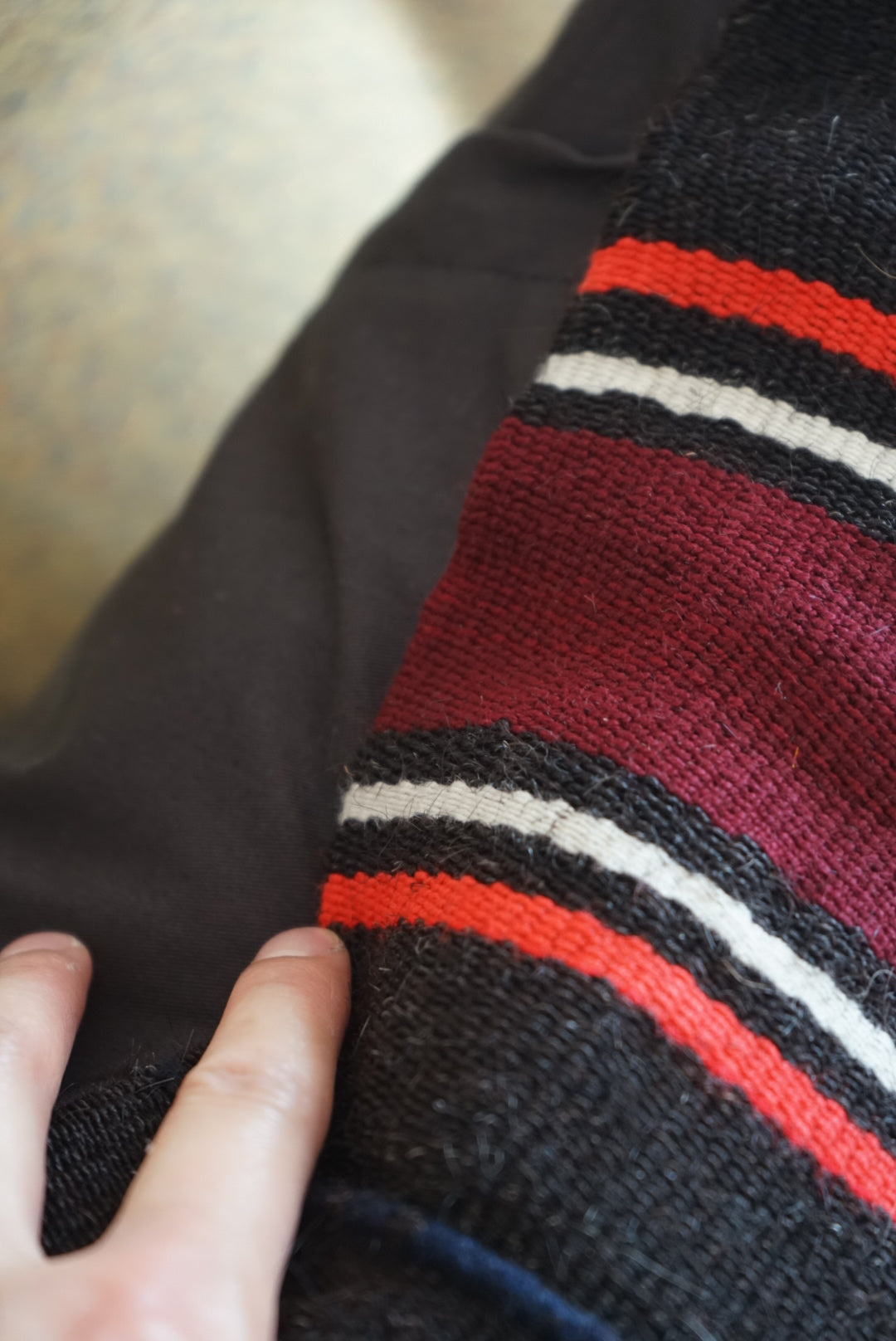 Türkiye Old Kilim Cushion Cover Black , Red 52 × 51 cm No.TR25433