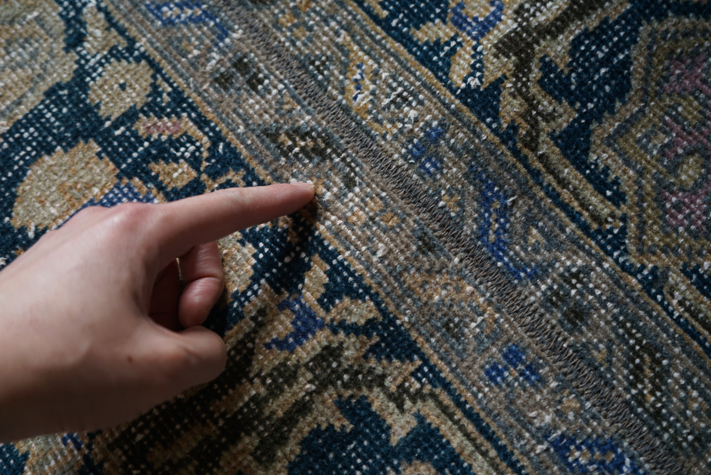 Türkiye Old Oushak Patchwork Indigo 66 × 54 cm No.TR25306