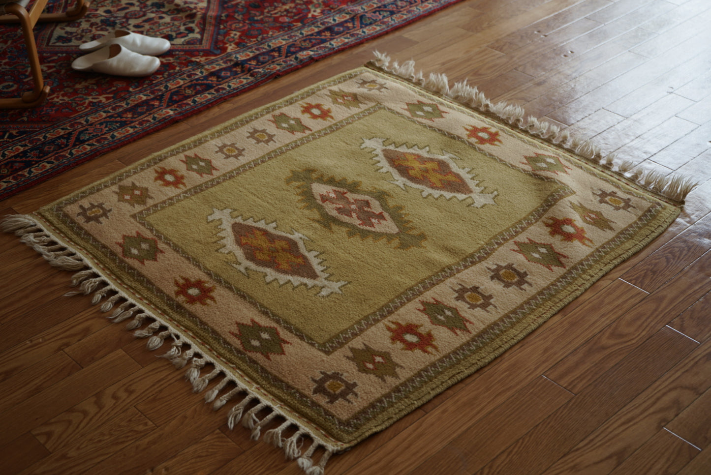 Türkiye Old Milas Square Yellow Beige 1950-1960年代 106 × 106 cm