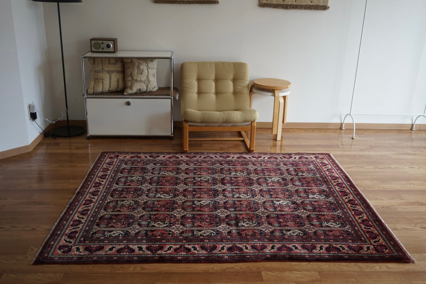 Afghanistan Vintage Turkmen Black , Rose Finequality 1990年代 192 × 151 cm No.AF2522