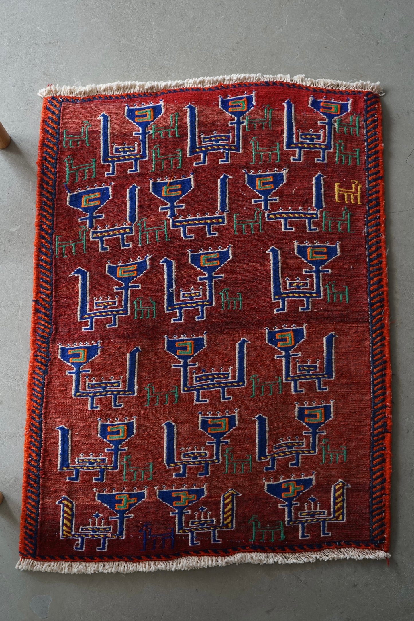 IRAN ANTIQUE SHIRAZ QASHQAI TURKS KILIM 1970年代 76 × 57 cm / 2'5" × 1'8" ft