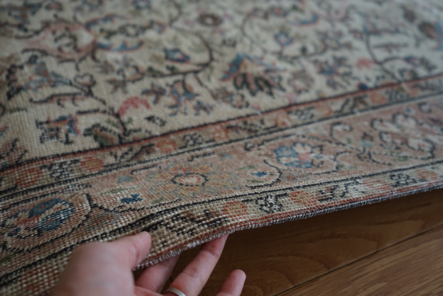 Türkiye Old Isparta Pink Beige Floral 1960年代 273 × 160 cm No.TR25381