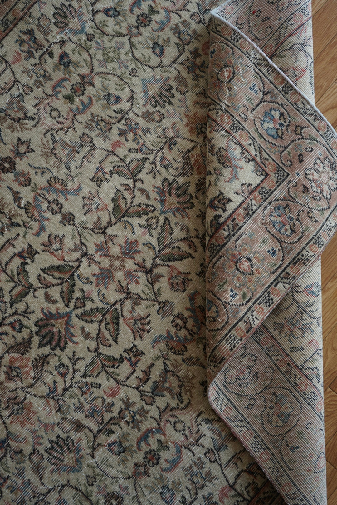 Türkiye Old Isparta Pink Beige Floral 1960年代 273 × 160 cm No.TR25381