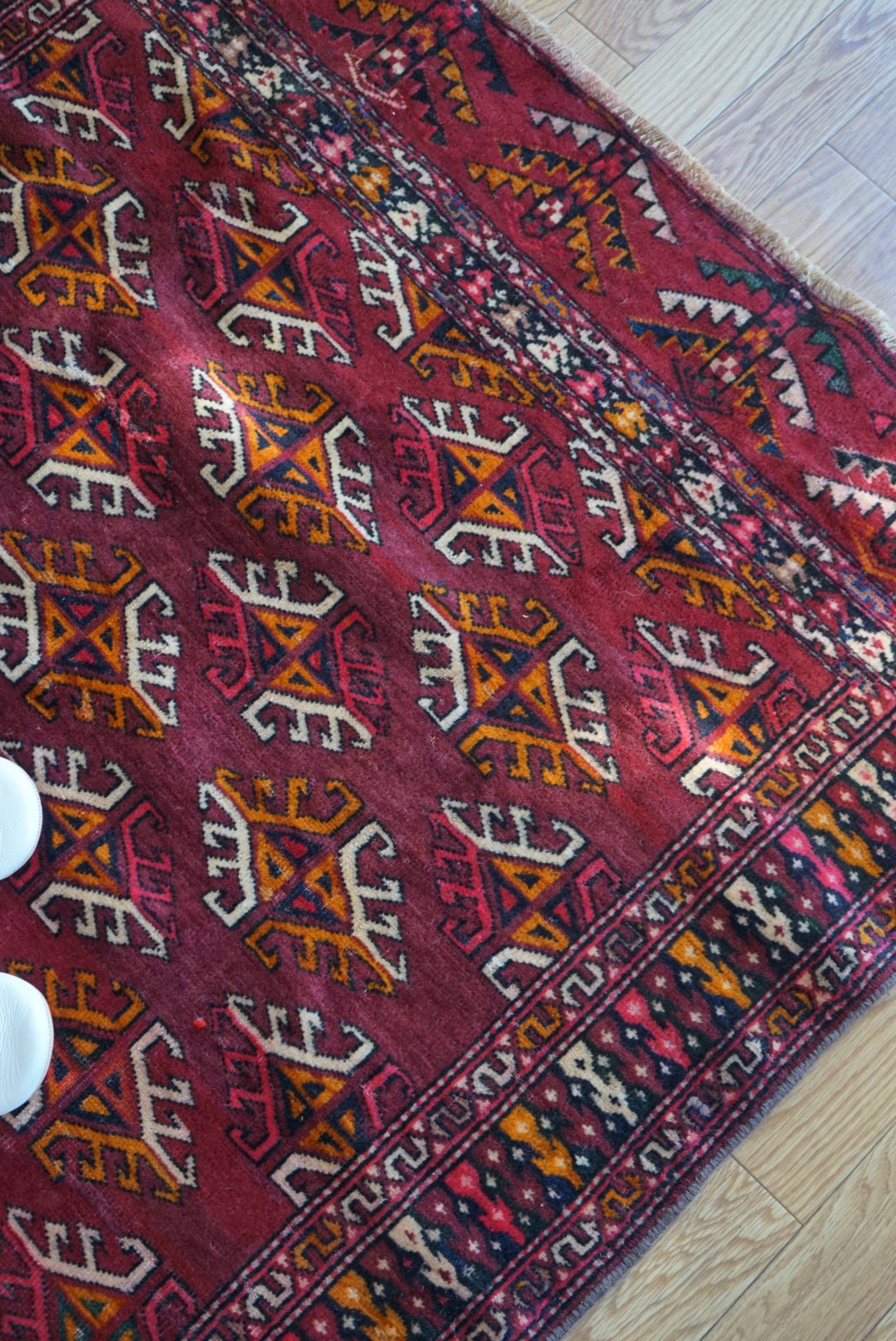 Afghanistan Old Turkmen Yamut Wine Red 1960年代 195 × 112 cm  No.AF2539 / 国内送料無料・羊毛手織り絨毯