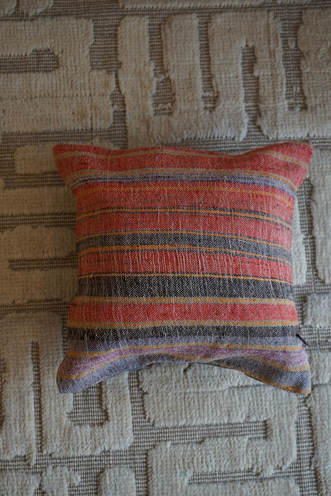 Türkiye Old Kilim Cushion Cover Red Mix Stripe 40 × 40 cm No.TR25365
