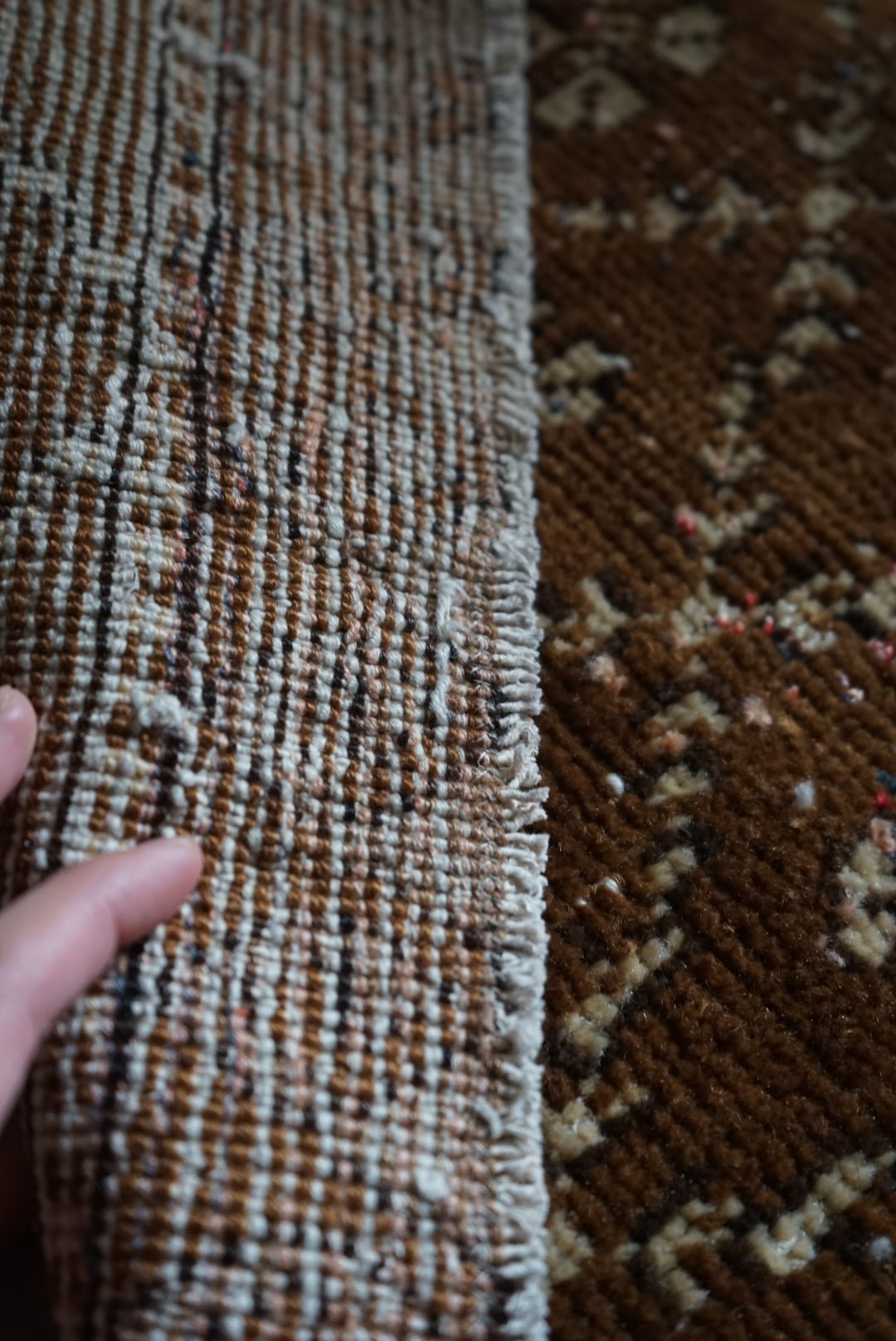 Türkiye Old Oushak Brown Patchwork 1980年代 158 × 87 cm No.TR25311