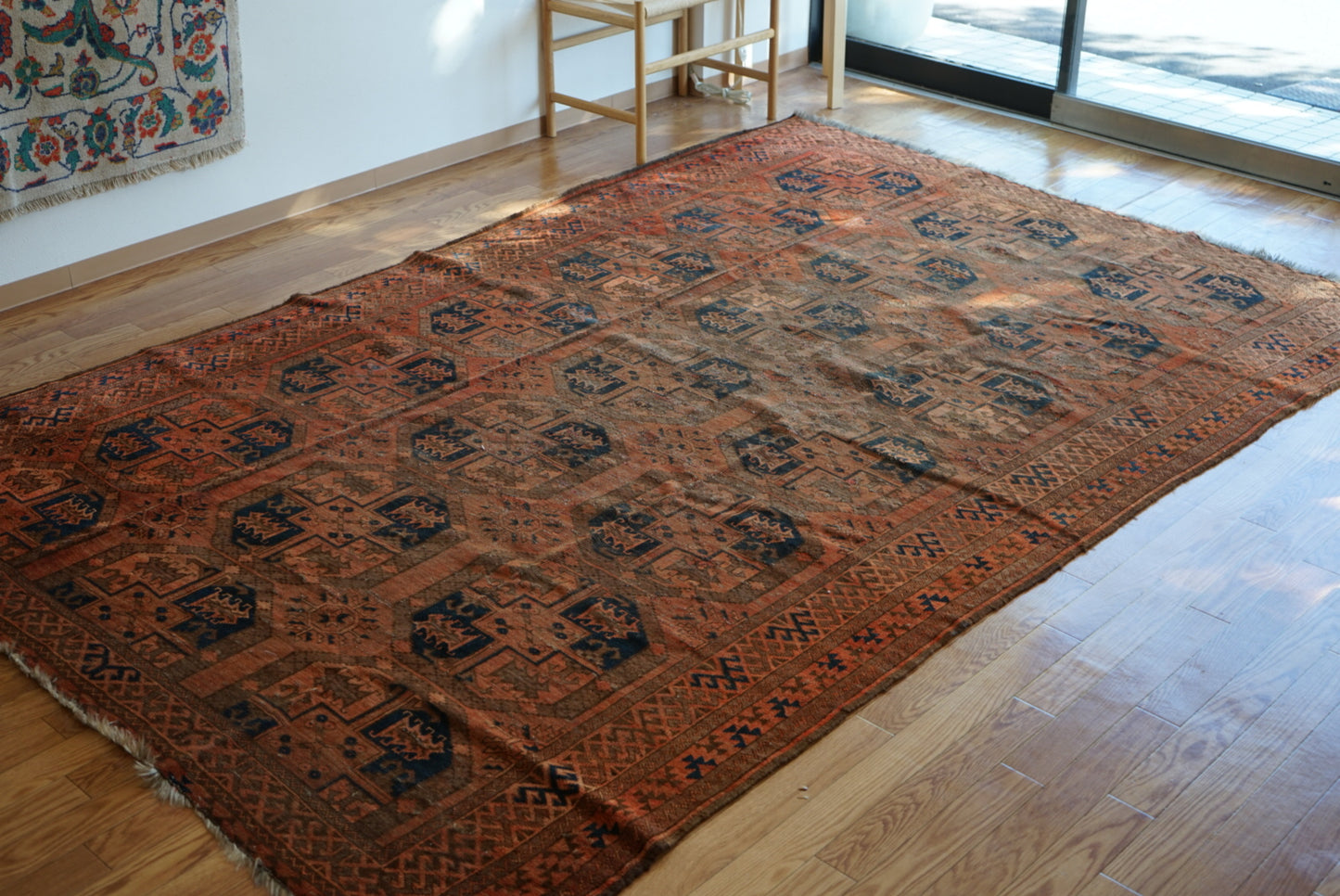店頭販売 Afghanistan Old Turkmen Slaiman Brick Red 1900年代 301 × 202 cm  No.AF2540 / 国内送料無料・羊毛手織り絨毯