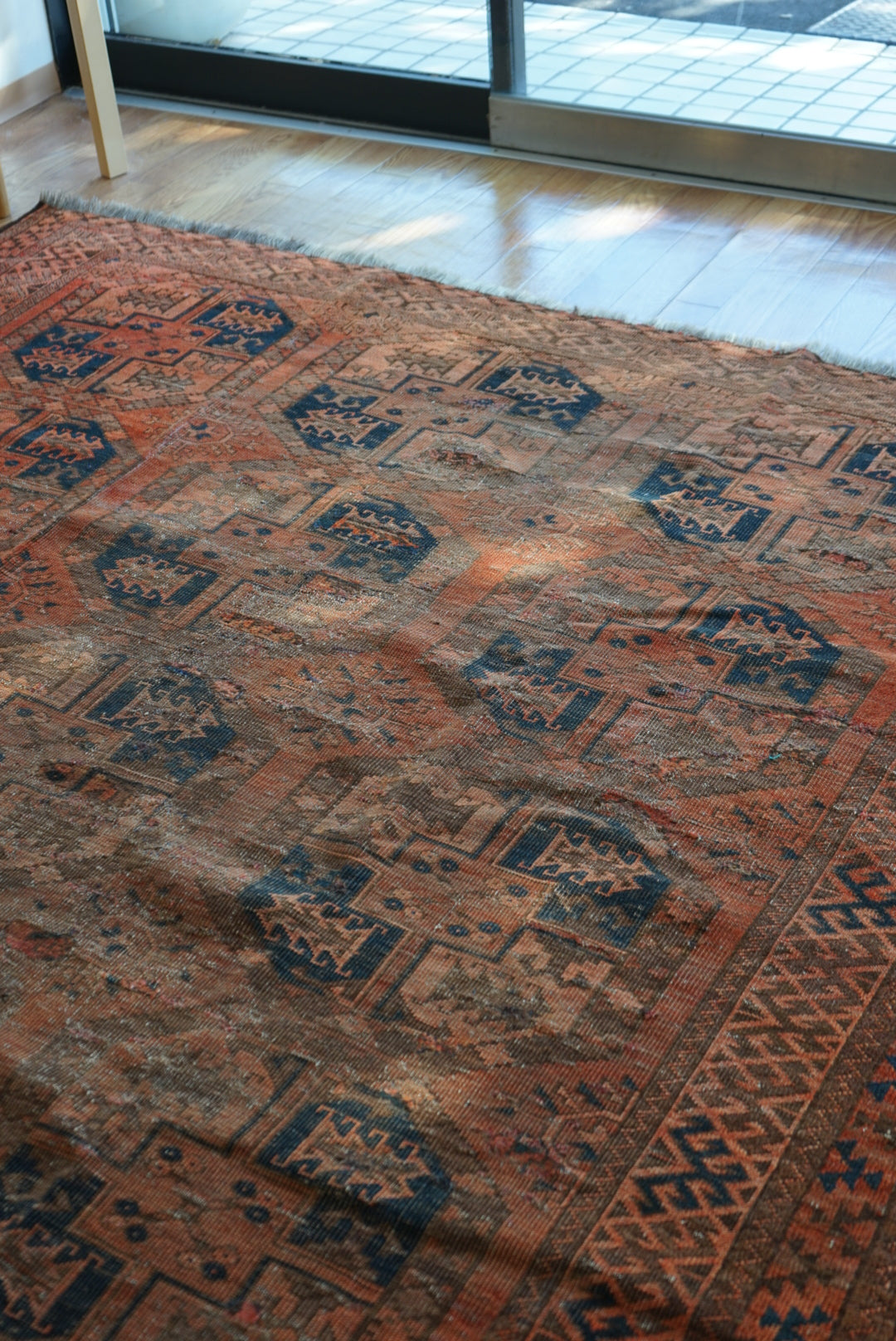 店頭販売 Afghanistan Old Turkmen Slaiman Brick Red 1900年代 301 × 202 cm  No.AF2540 / 国内送料無料・羊毛手織り絨毯