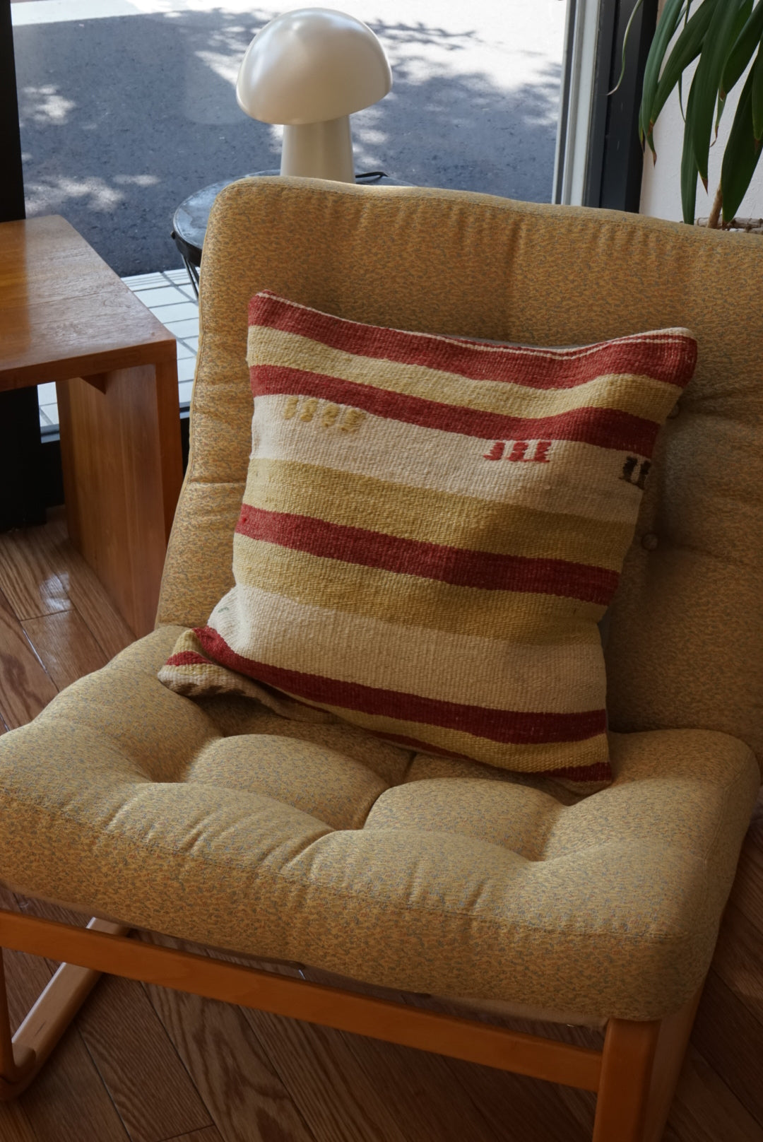 Türkiye Old Kilim Cushion Cover Mix Stripe Red , Mastard , Beige 45 × 44 cm No.TR25461