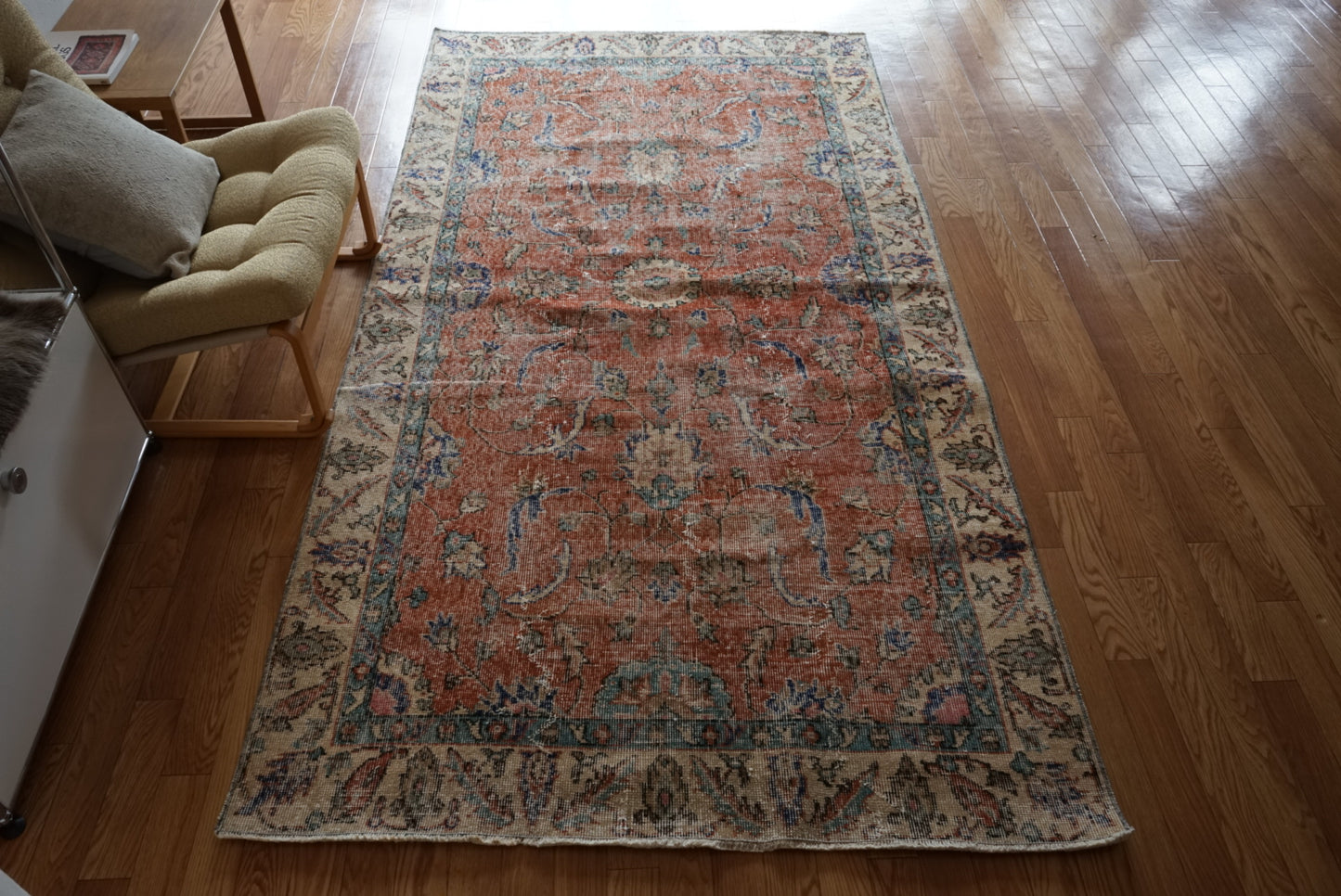 Türkiye Old Isparta Bright Red Flower 1970年代 249 × 132 cm No.TR25505 / 国内送料無料