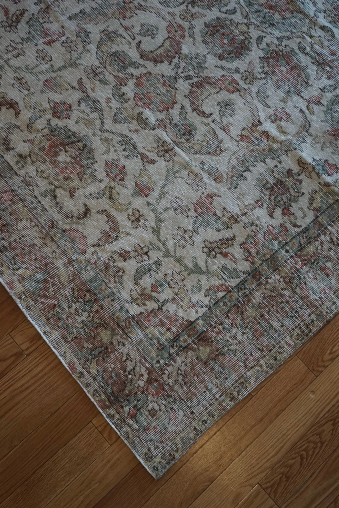 Türkiye Old Isparta Medallion Beige , Green , Rose Red 1960年代 231 × 165 cm No.TR25477 / 国内送料無料