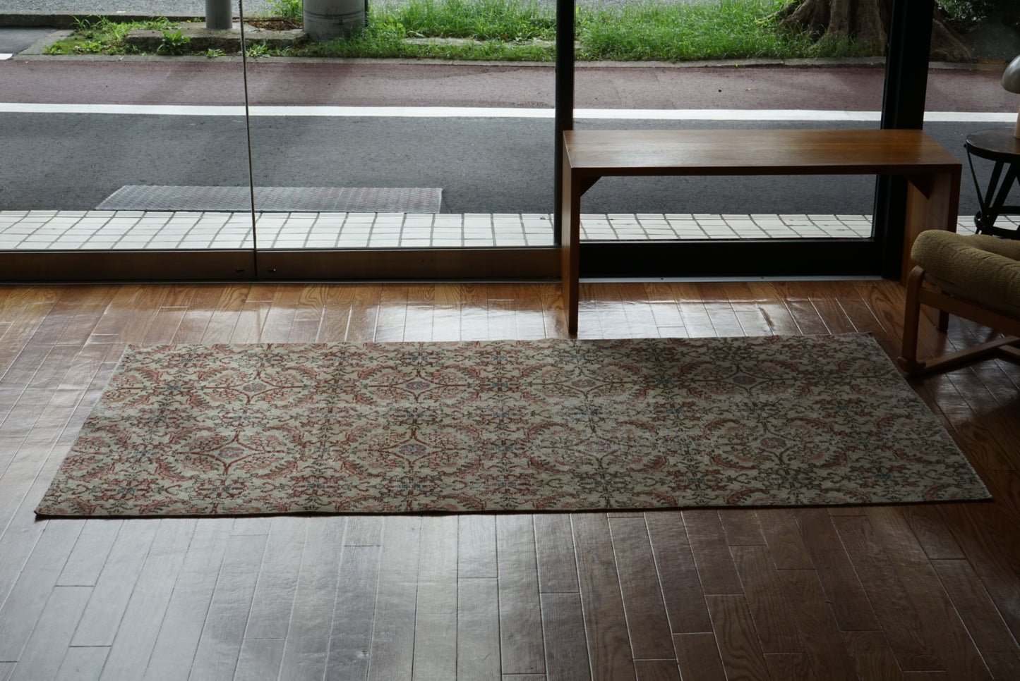Türkiye Old Isparta Beige , Rose Pink , Botanical 1970年代 194 × 97 cm No.TR25452 / 国内送料無料