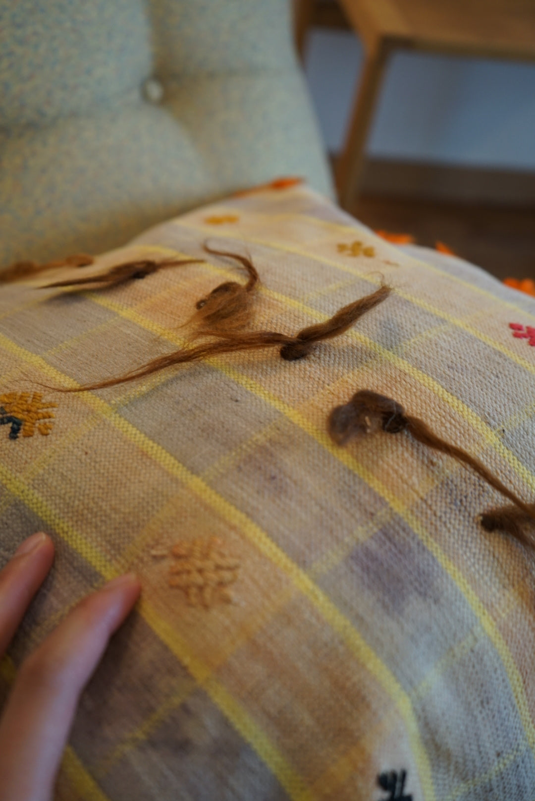 Türkiye Old Kilim Cushion Cover Pastel Fancy 45 × 45 cm No.TR25572 / 送料無料・羊毛手織りキリム