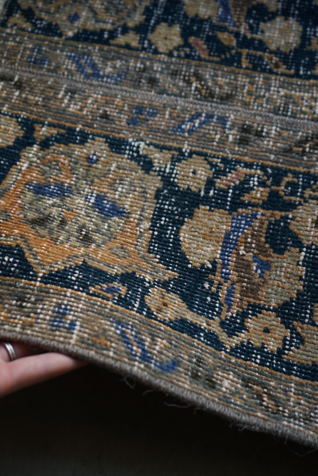 Türkiye Old Oushak Patchwork Indigo 66 × 54 cm No.TR25306