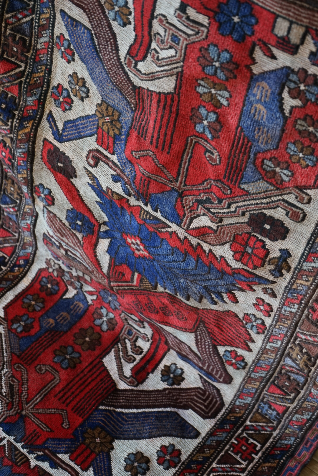店頭販売 IRAN ANTIQUE QASHQAI SHIRAZ PHOENIX RUNNER 1860年代 320×80cm