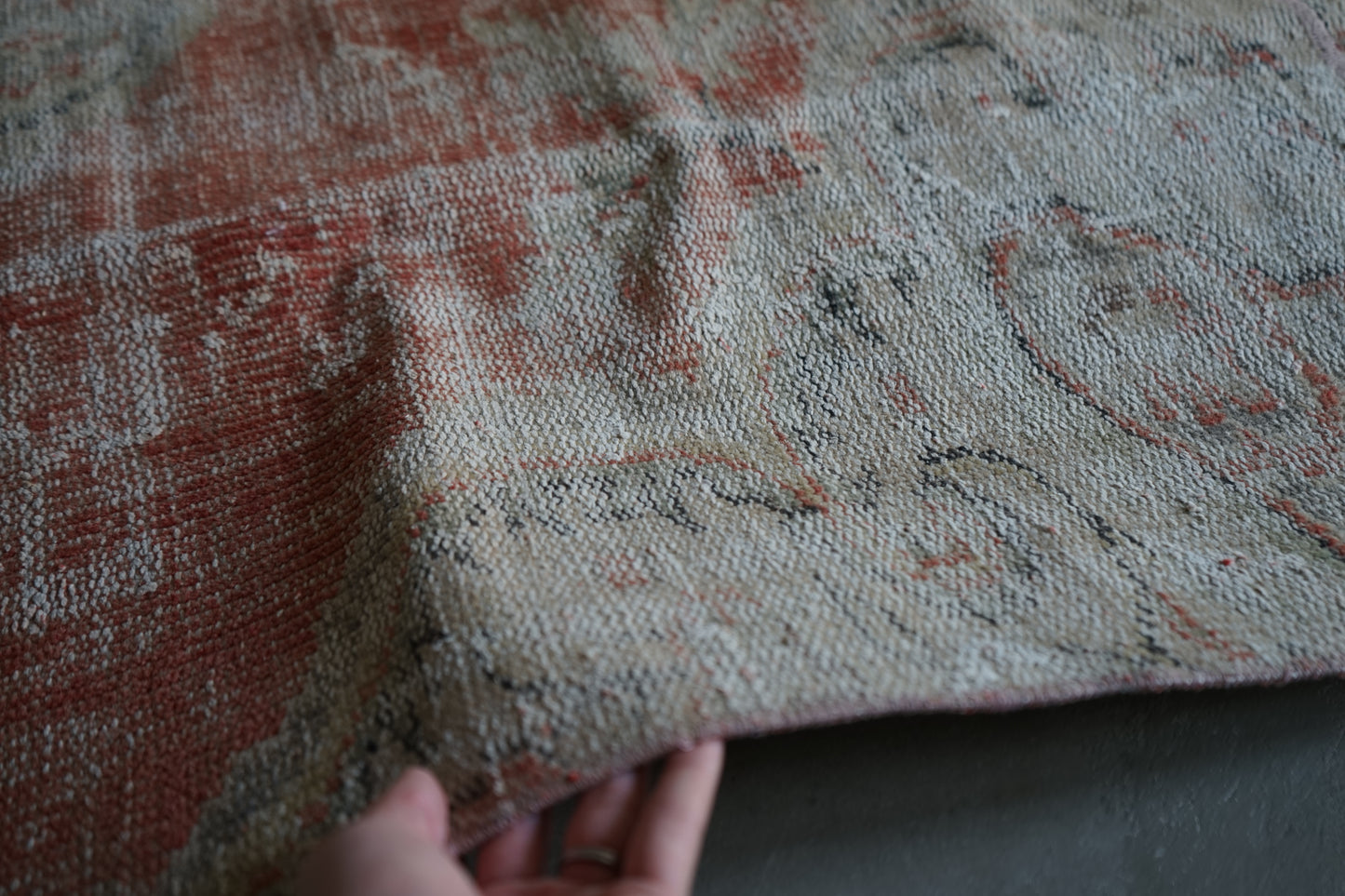 TURKEY VINTAGE SMALL RUG RED FLORAL 97 × 69 cm No.TR25183