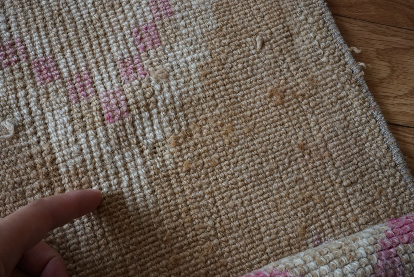 Türkiye Old Oushak Beige , Pink Diamond 1970年代 89 × 57 cm No.TR25501 / 国内送料無料