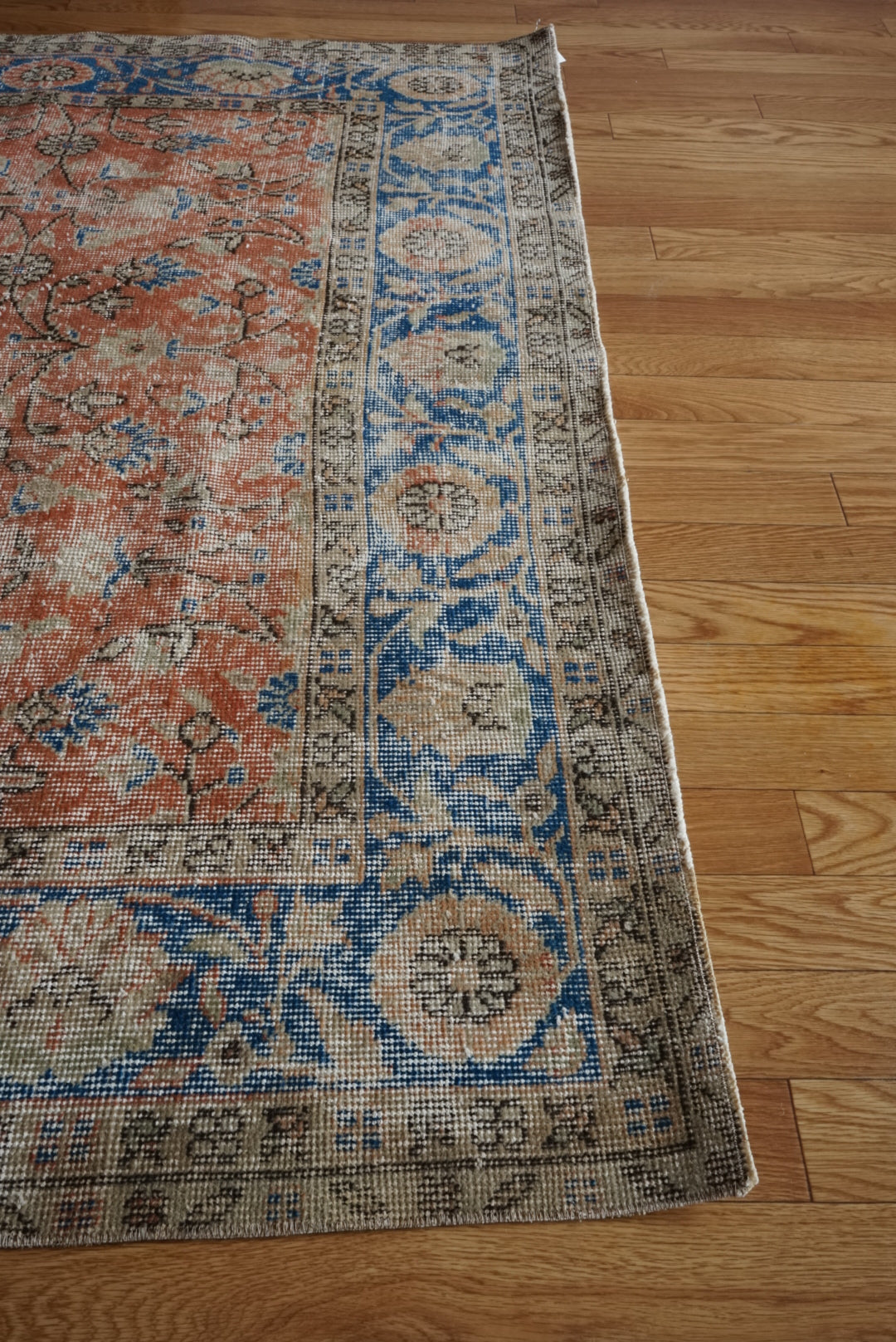 Türkiye Old Isparta Scarlet , Blue 1970年代 271.5 × 164 cm No.TR25507 / 国内送料無料・羊毛手織り絨毯