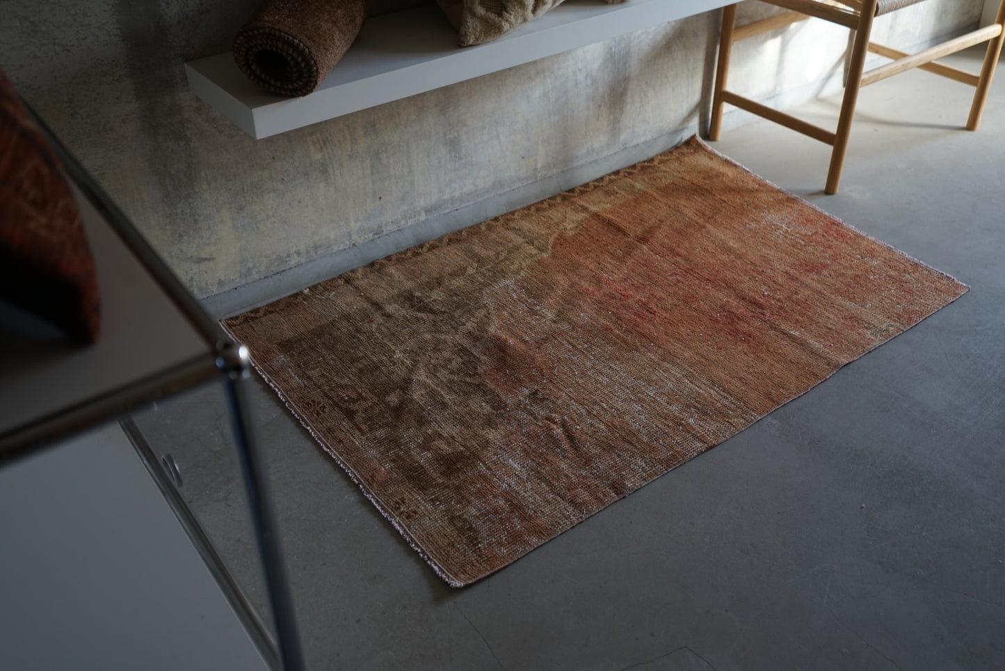 Türkiye Old Oushak Orange Prayer Small size 1970年代 129 × 81 cm No.TR25237